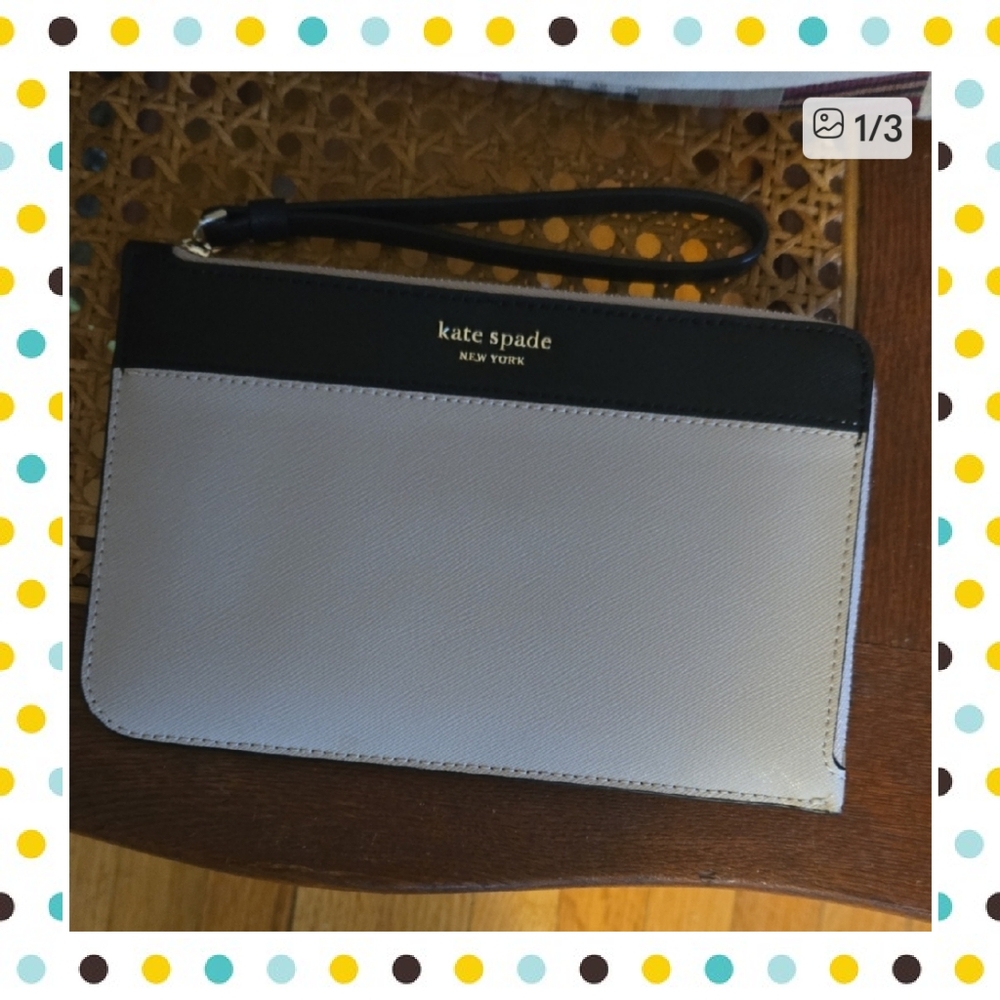 Kate Spade Black and Gray Wristlet